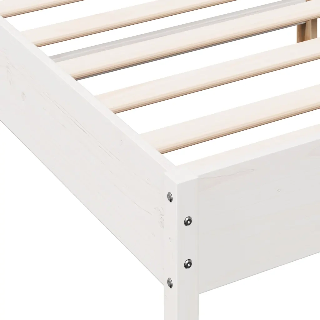 Letto matrimoniale | Letto per adulti | Giroletto senza Materasso Bianco 180x200 cm Legno Massello Pino - Image 7