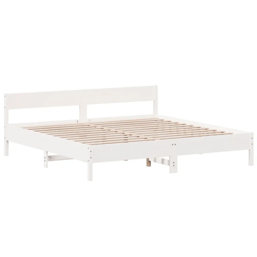 Letto matrimoniale | Letto per adulti | Giroletto senza Materasso Bianco 180x200 cm Legno Massello Pino - Image 4