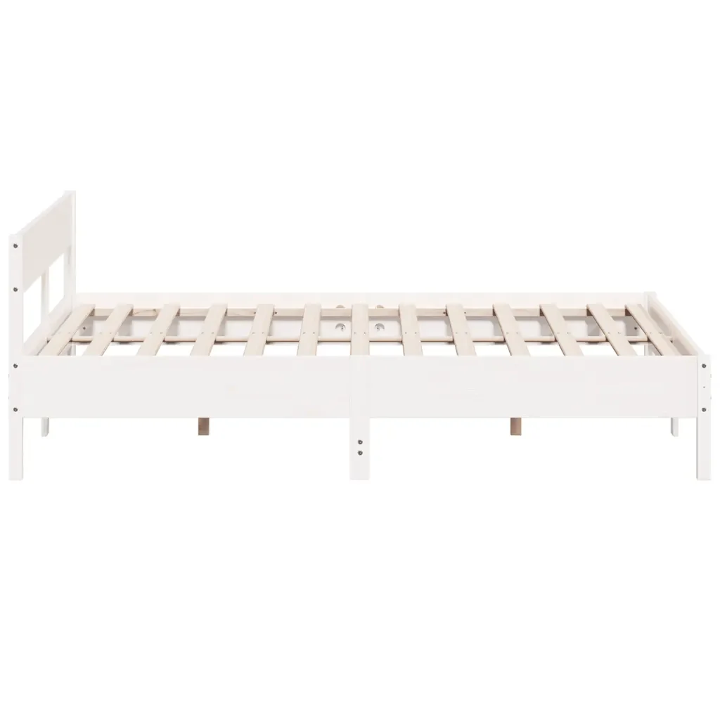 Letto matrimoniale | Letto per adulti | Giroletto senza Materasso Bianco 180x200 cm Legno Massello Pino - Image 5
