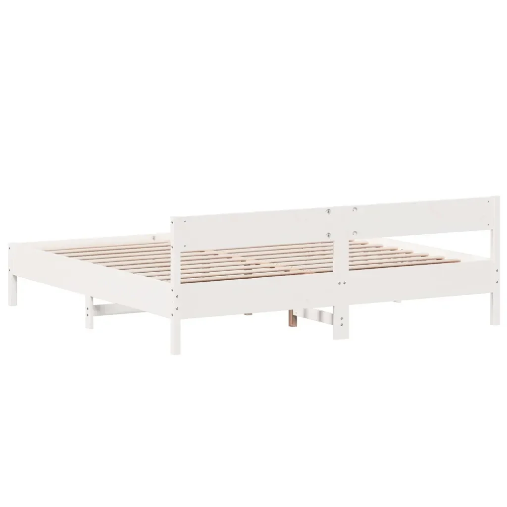 Letto matrimoniale | Letto per adulti | Giroletto senza Materasso Bianco 180x200 cm Legno Massello Pino - Image 6
