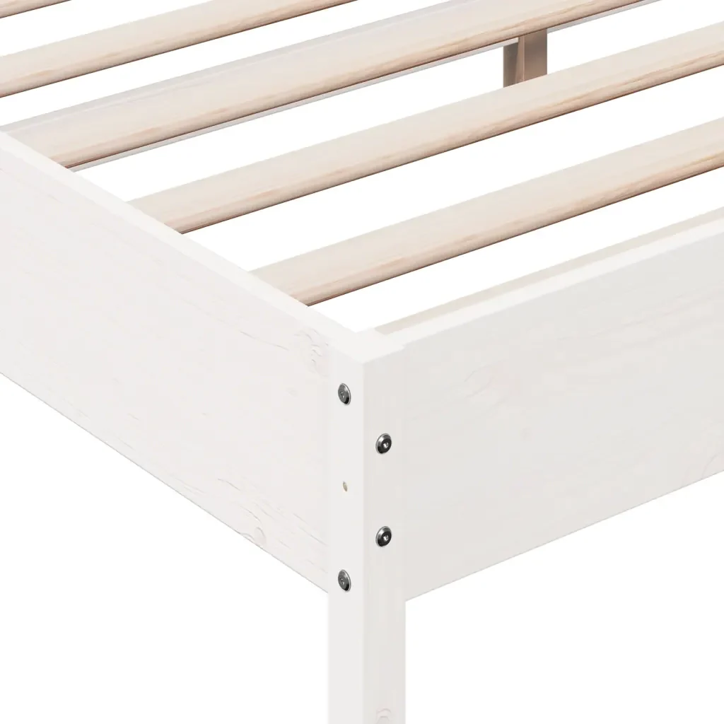 Letto matrimoniale | Letto per adulti | Giroletto senza Materasso Bianco 180x200 cm Legno Massello Pino - Image 7