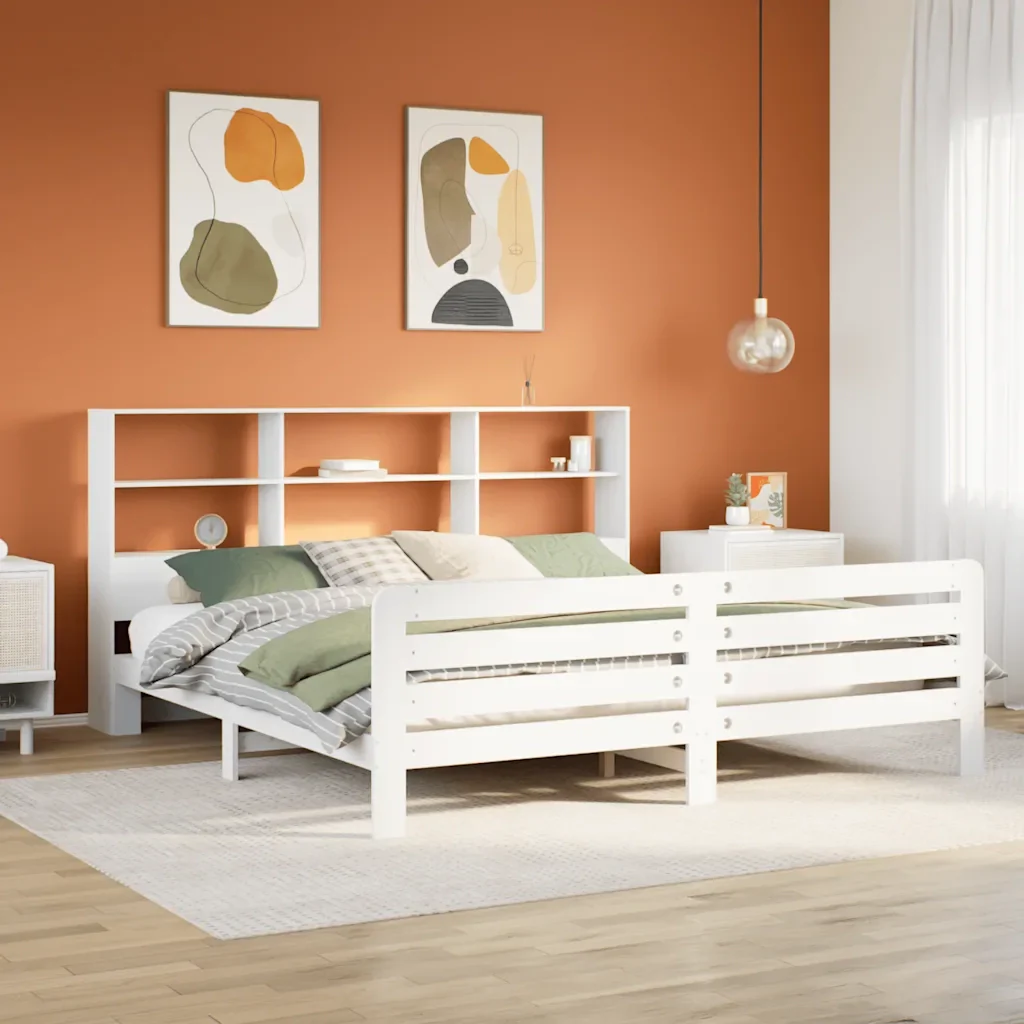 Letto matrimoniale | Letto per adulti | Giroletto senza Materasso Bianco 180x200 cm Legno Massello Pino - Image 2