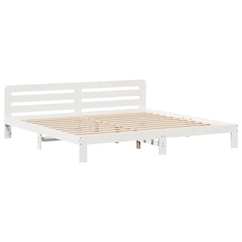 Letto matrimoniale | Letto per adulti | Giroletto senza Materasso Bianco 180x200 cm Legno Massello Pino - Image 8