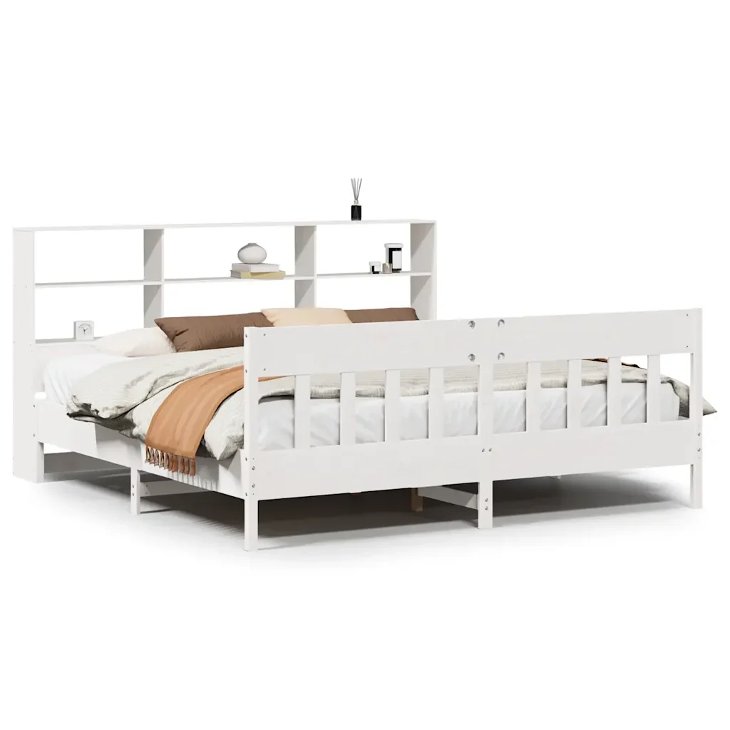 Letto matrimoniale | Letto per adulti | Giroletto senza Materasso Bianco 180x200 cm Legno Massello Pino