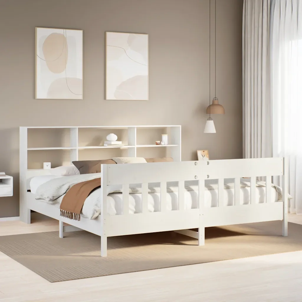 Letto matrimoniale | Letto per adulti | Giroletto senza Materasso Bianco 180x200 cm Legno Massello Pino - Image 2