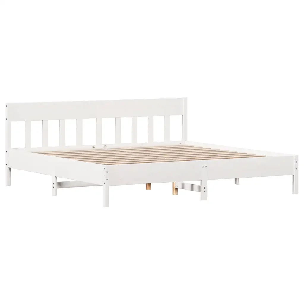 Letto matrimoniale | Letto per adulti | Giroletto senza Materasso Bianco 180x200 cm Legno Massello Pino - Image 5