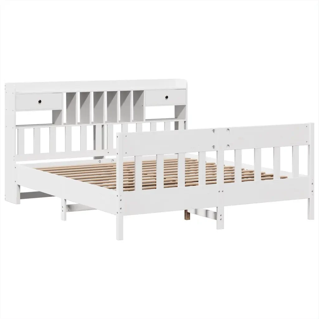 Letto matrimoniale | Letto per adulti | Giroletto senza Materasso Bianco 180x200 cm Legno Massello Pino - Image 3