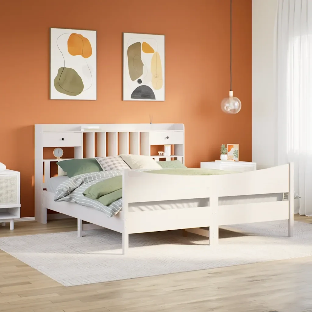 Letto matrimoniale | Letto per adulti | Giroletto senza Materasso Bianco 180x200 cm Legno Massello Pino - Image 2