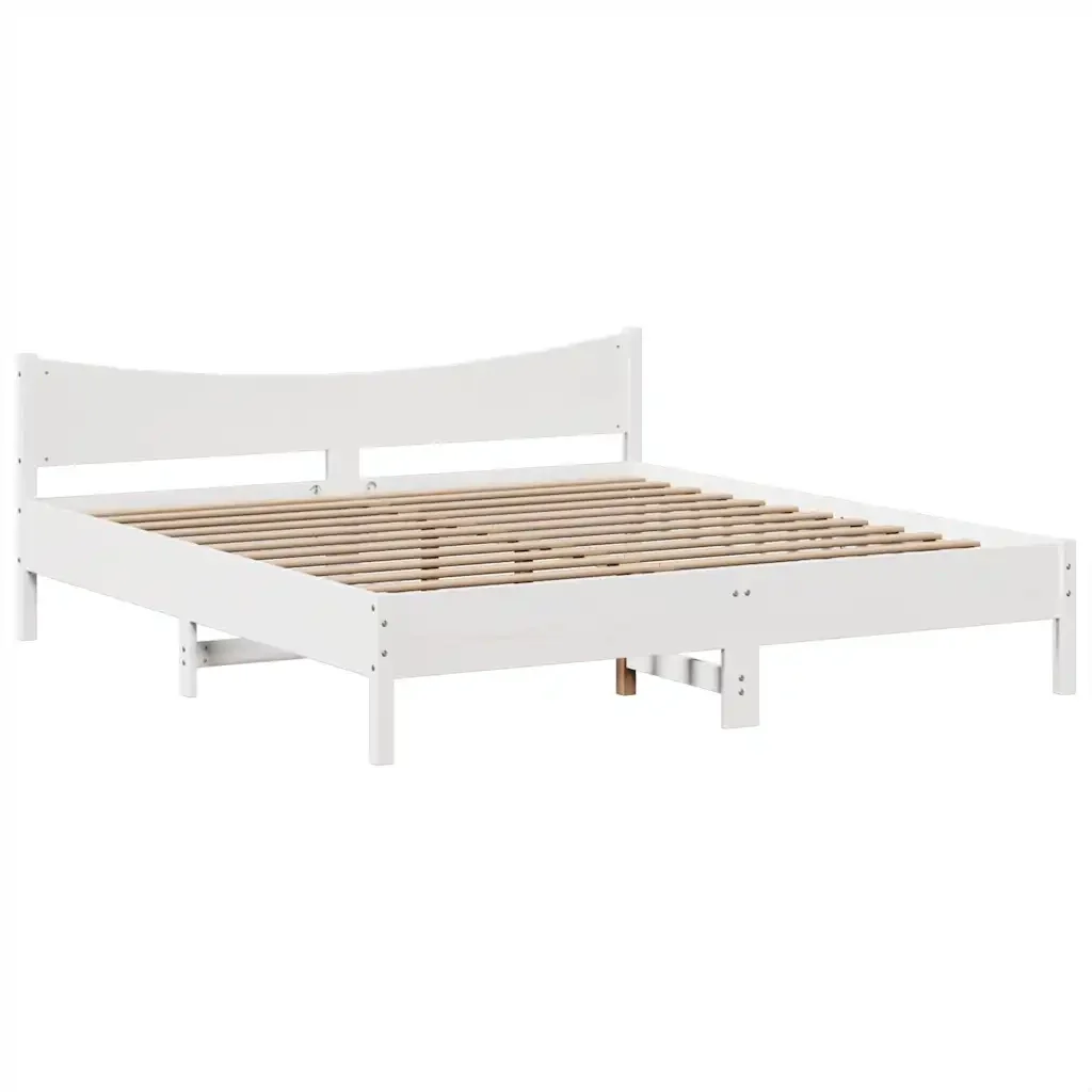 Letto matrimoniale | Letto per adulti | Giroletto senza Materasso Bianco 180x200 cm Legno Massello Pino - Image 5