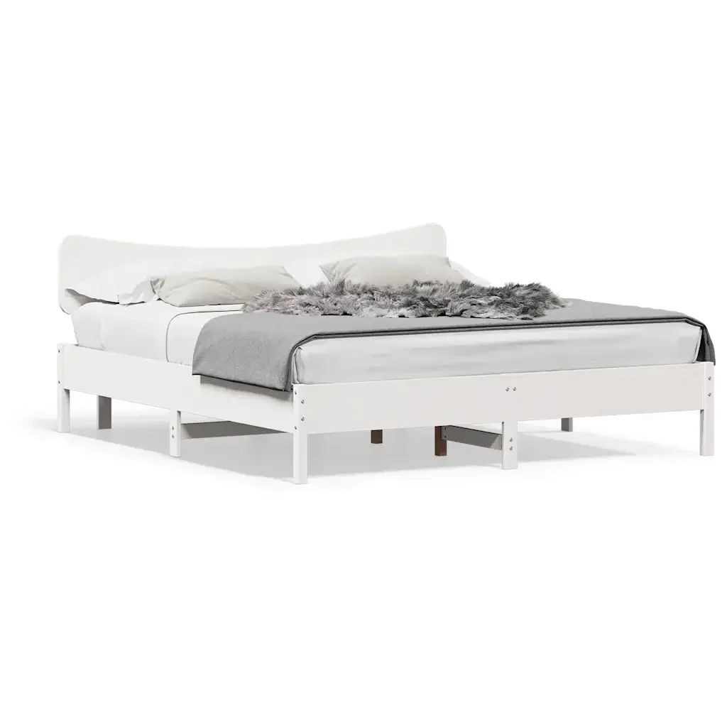 Letto matrimoniale | Letto per adulti | Giroletto senza Materasso Bianco 180x200 cm Legno Massello Pino
