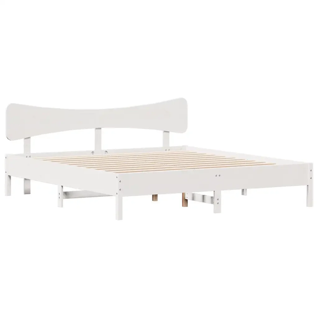 Letto matrimoniale | Letto per adulti | Giroletto senza Materasso Bianco 180x200 cm Legno Massello Pino - Image 3
