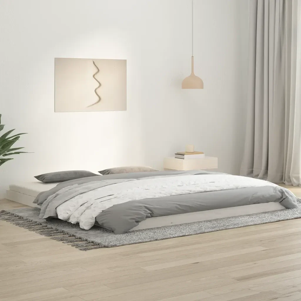 Letto matrimoniale | Letto per adulti | Giroletto senza Materasso Bianco 180x200 cm Legno Massello Pino - Image 2