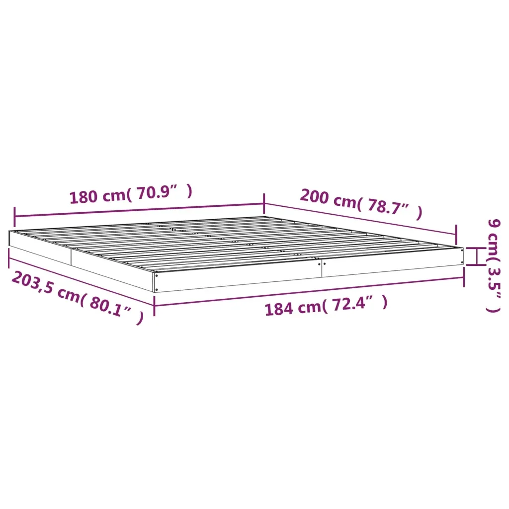 Letto matrimoniale | Letto per adulti | Giroletto senza Materasso Bianco 180x200 cm Legno Massello Pino - Image 8