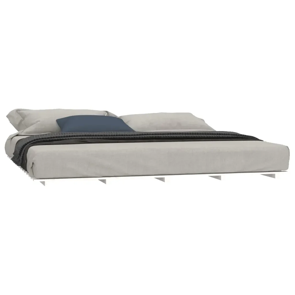 Letto matrimoniale | Letto per adulti | Giroletto senza Materasso Bianco 180x200 cm Legno Massello Pino - Image 3
