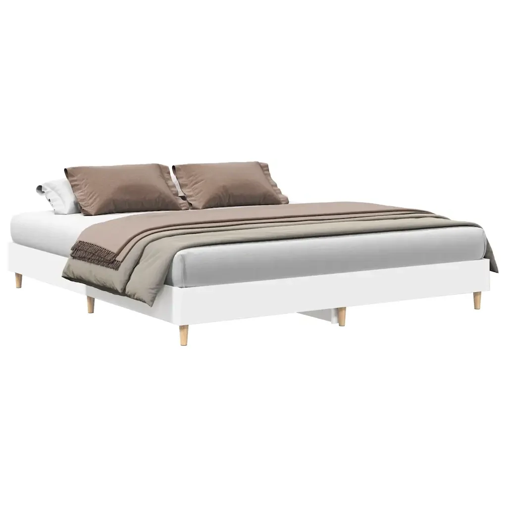 Letto matrimoniale | Letto per adulti | Giroletto senza Materasso Bianco 180x200 cm Legno Multistrato