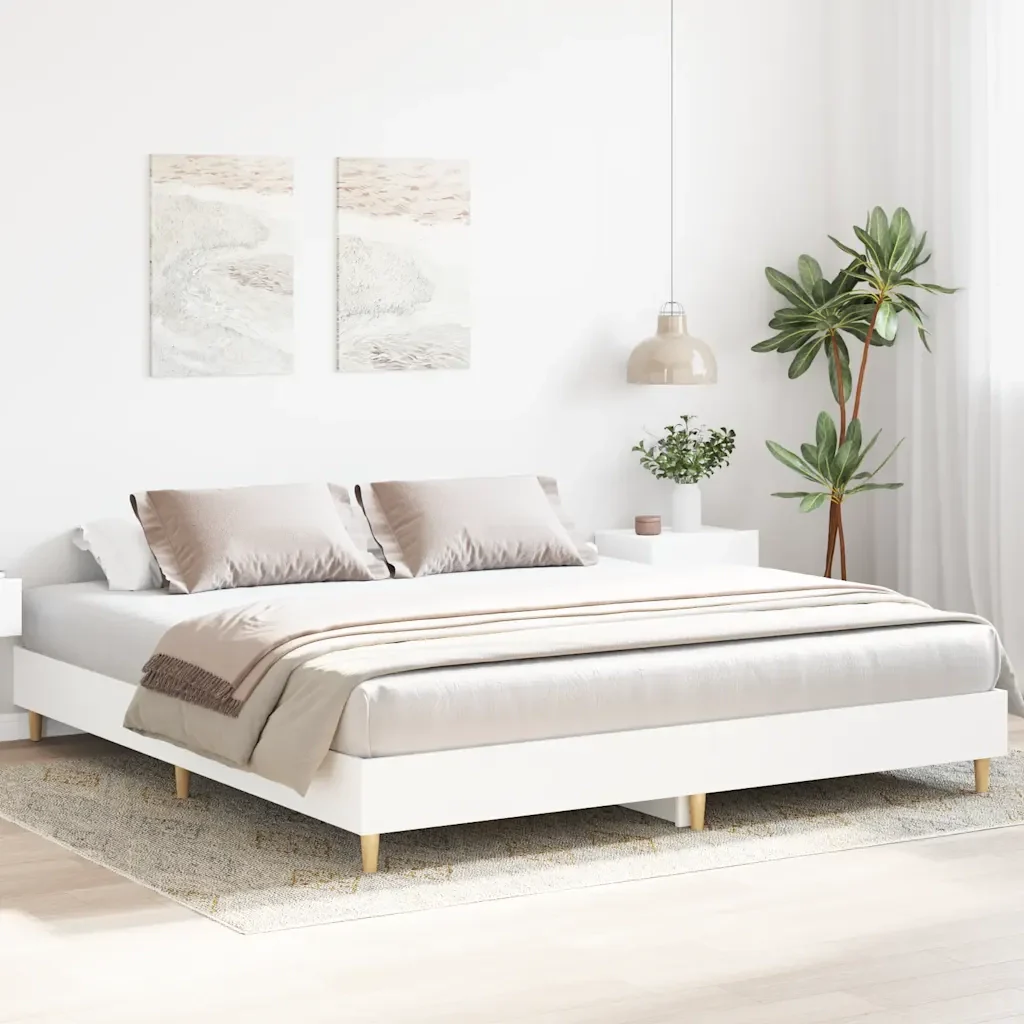 Letto matrimoniale | Letto per adulti | Giroletto senza Materasso Bianco 180x200 cm Legno Multistrato - Image 4