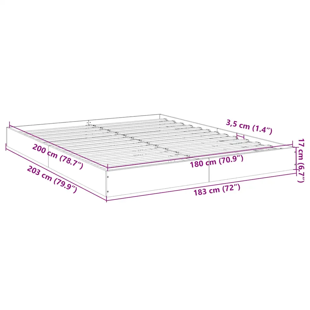 Letto matrimoniale | Letto per adulti | Giroletto senza Materasso Bianco 180x200 cm Legno Multistrato - Image 10