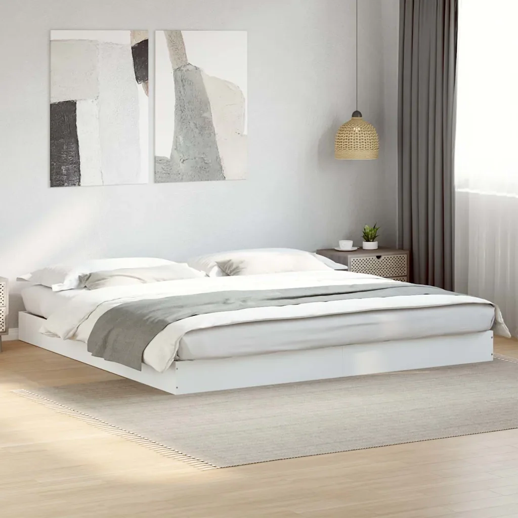 Letto matrimoniale | Letto per adulti | Giroletto senza Materasso Bianco 180x200 cm Legno Multistrato - Image 2