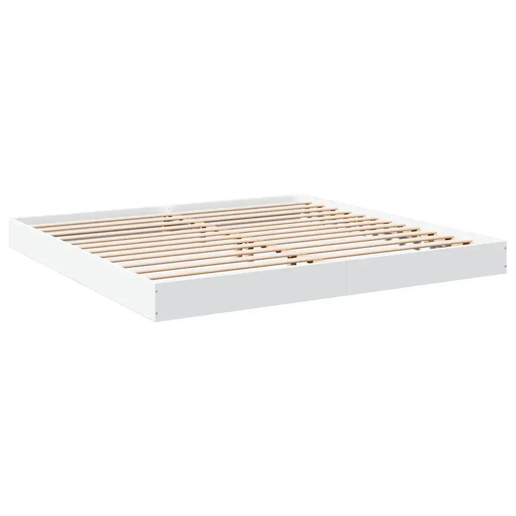 Letto matrimoniale | Letto per adulti | Giroletto senza Materasso Bianco 180x200 cm Legno Multistrato - Image 3