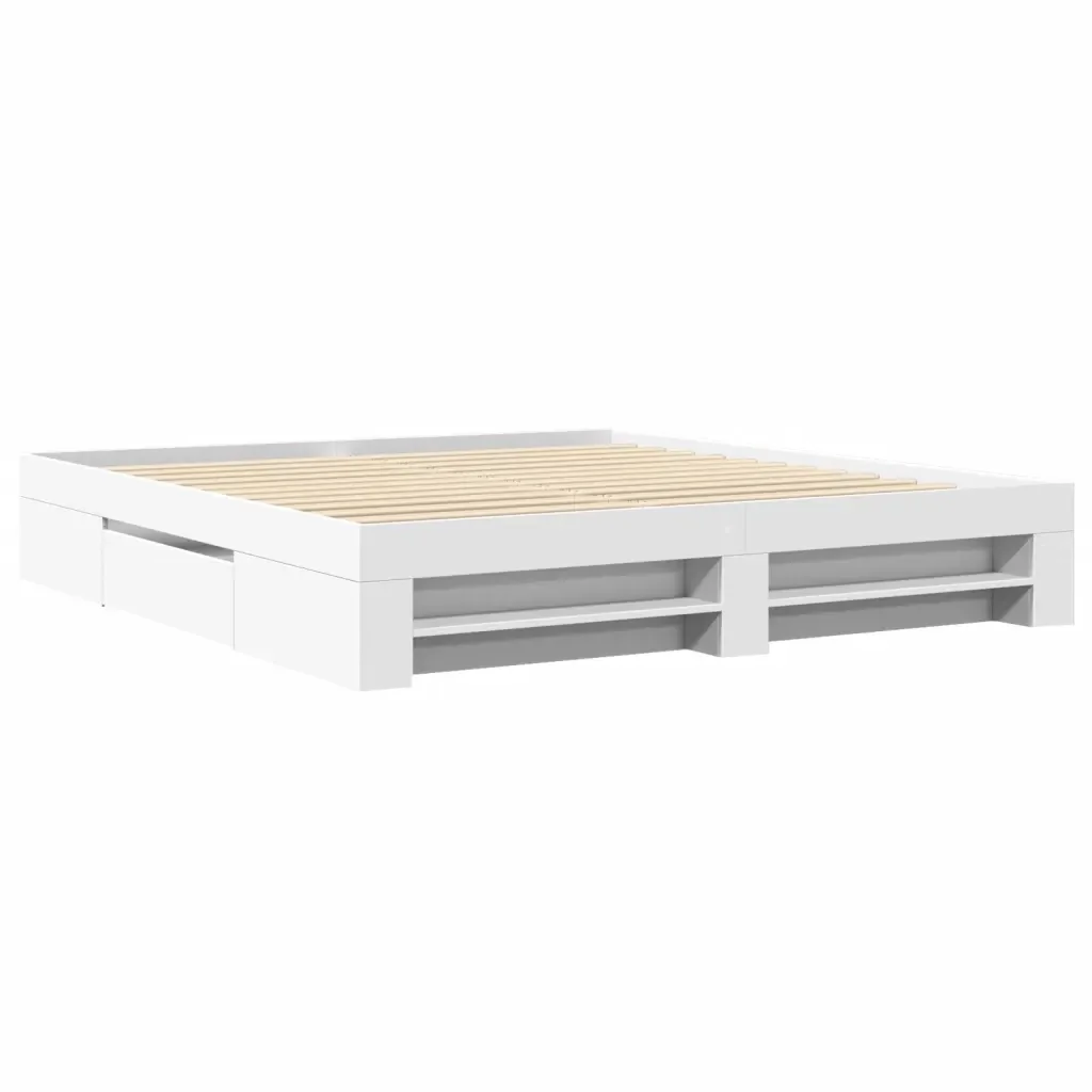 Letto matrimoniale | Letto per adulti | Giroletto senza Materasso Bianco 180x200 cm Legno Multistrato - Image 3