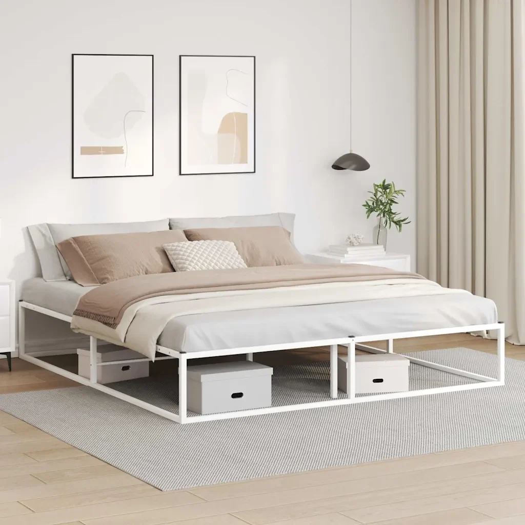 Letto matrimoniale | Letto per adulti | Giroletto senza Materasso Bianco 180x200 cm Metallo - Image 2