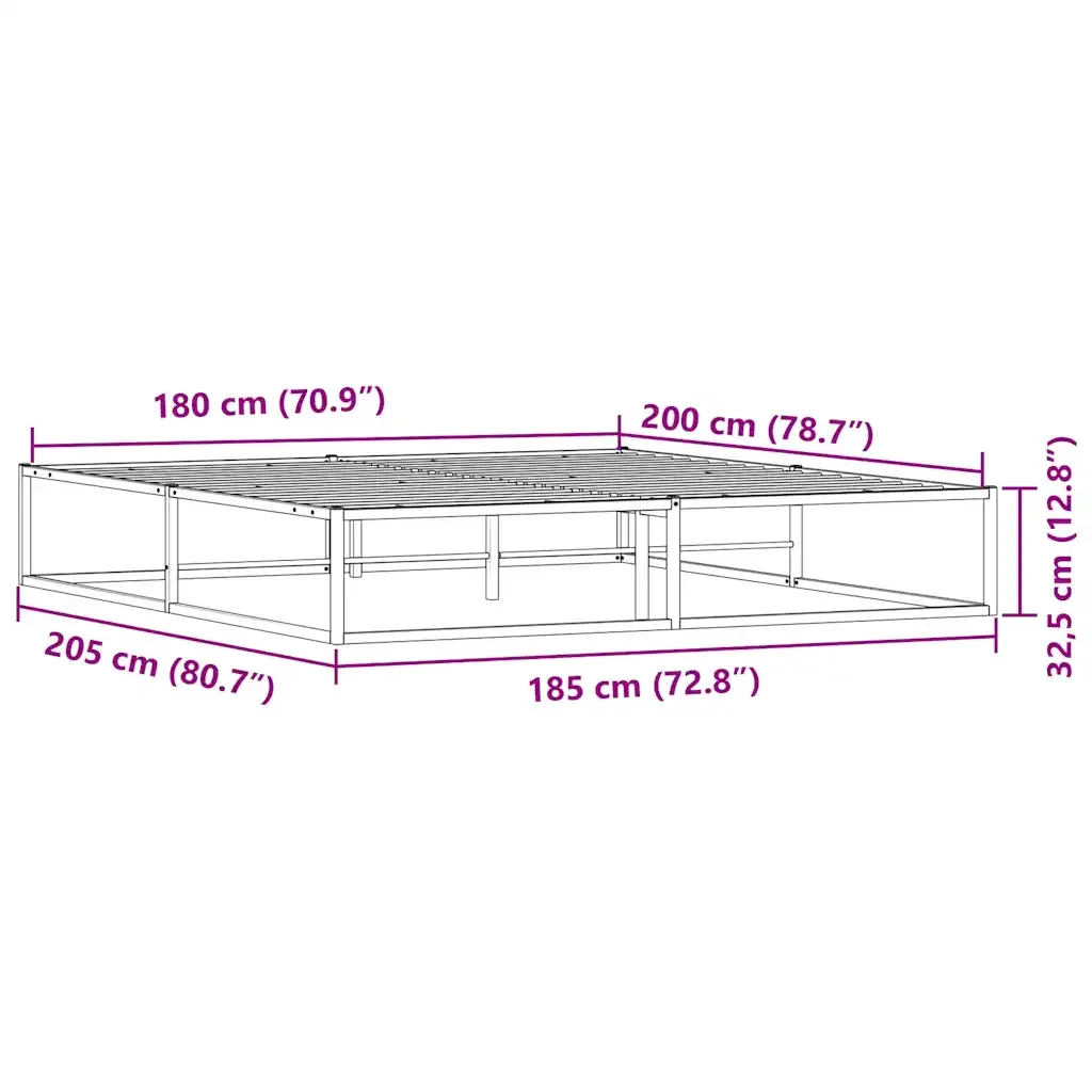Letto matrimoniale | Letto per adulti | Giroletto senza Materasso Bianco 180x200 cm Metallo - Image 8