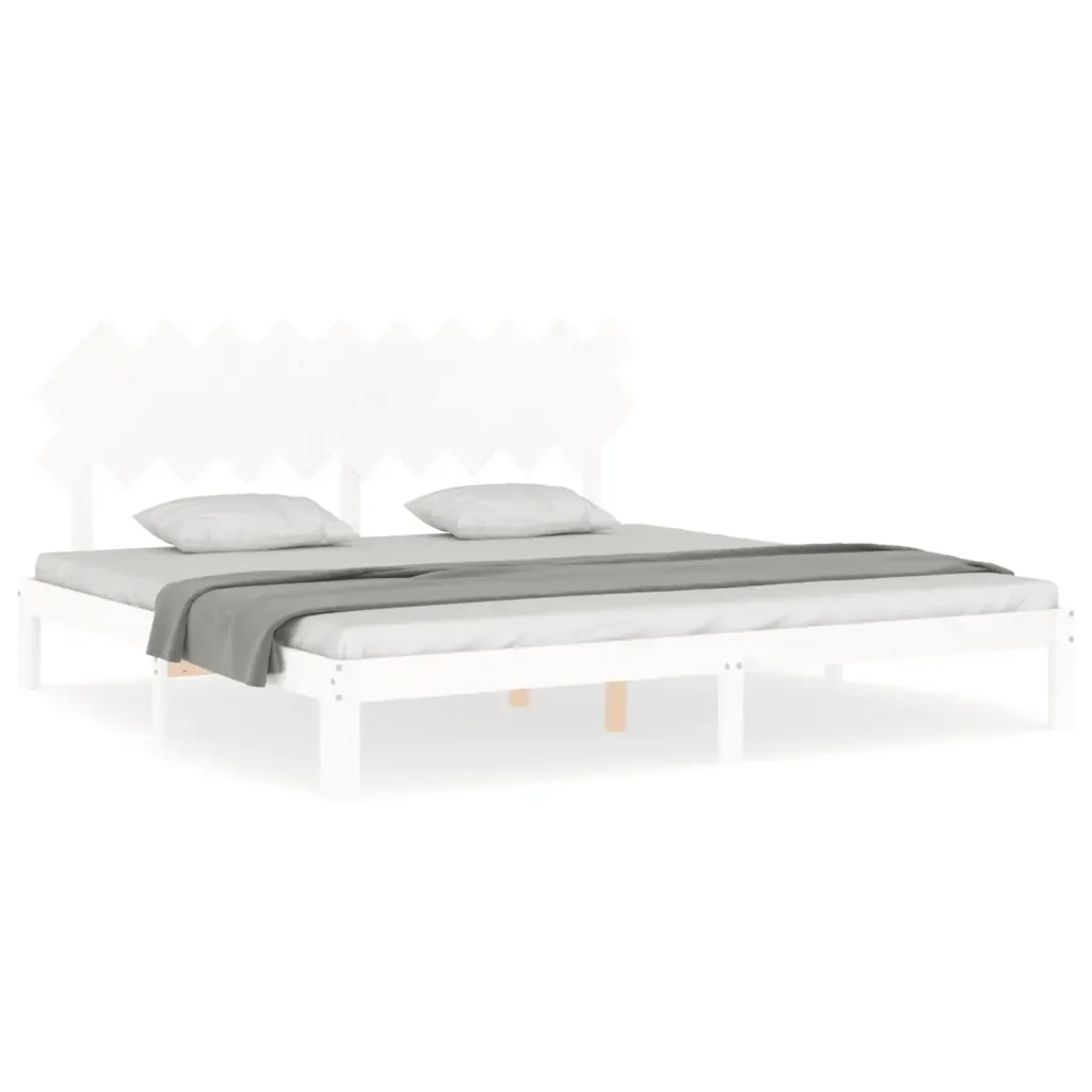 Letto matrimoniale | Letto per adulti | Giroletto senza Materasso Bianco 200x200 cm Legno Massello Pino