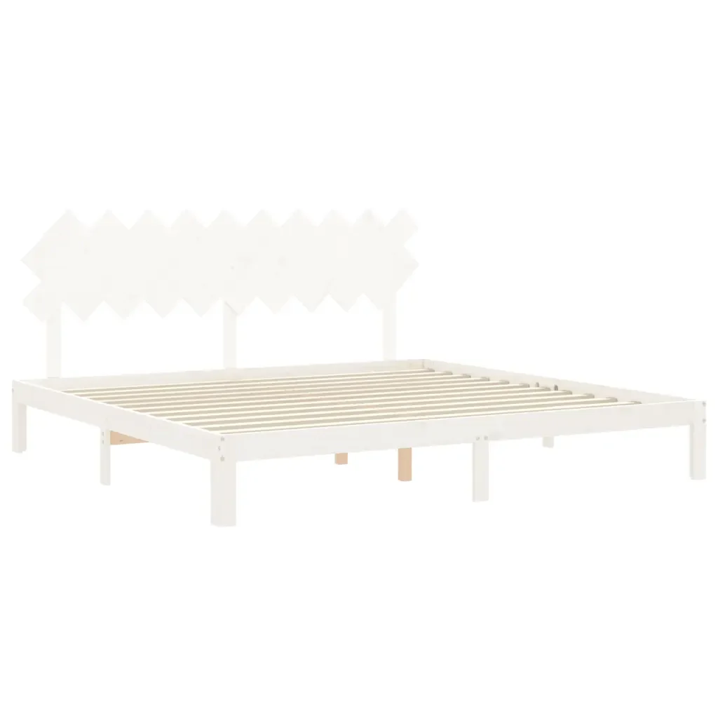 Letto matrimoniale | Letto per adulti | Giroletto senza Materasso Bianco 200x200 cm Legno Massello Pino - Image 5