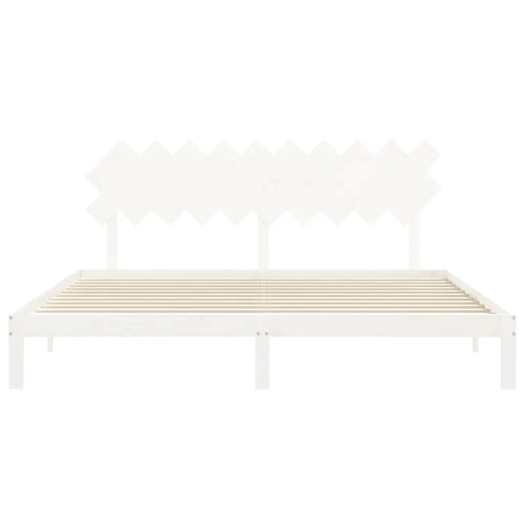 Letto matrimoniale | Letto per adulti | Giroletto senza Materasso Bianco 200x200 cm Legno Massello Pino - Image 6