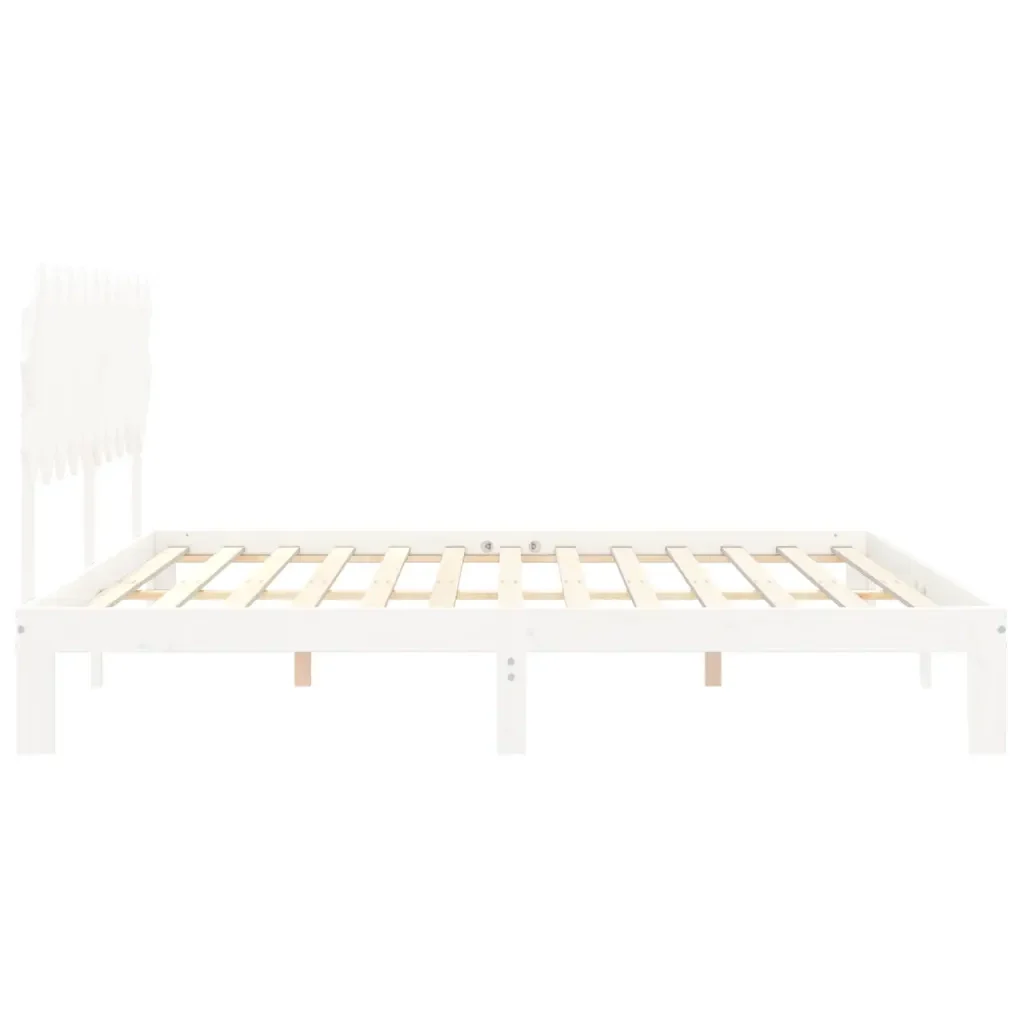 Letto matrimoniale | Letto per adulti | Giroletto senza Materasso Bianco 200x200 cm Legno Massello Pino - Image 7