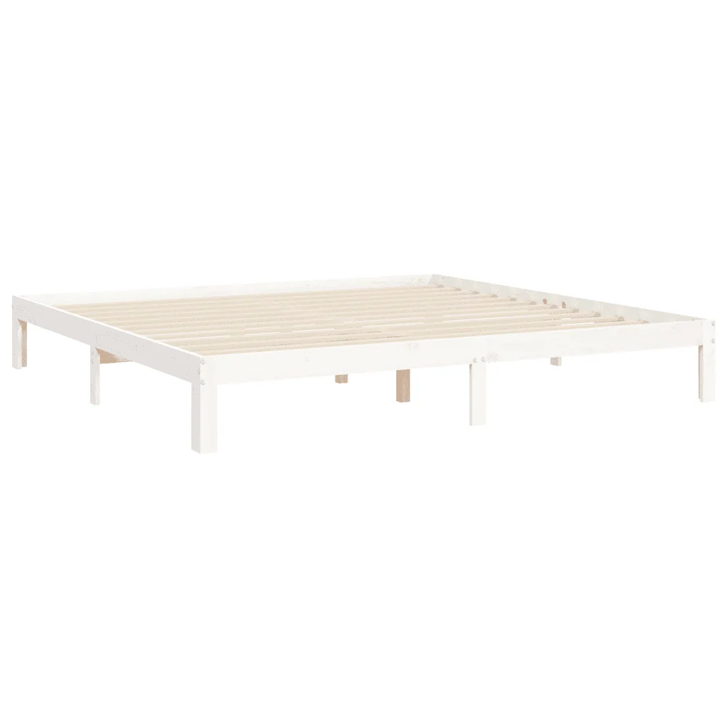 Letto matrimoniale | Letto per adulti | Giroletto senza Materasso Bianco 200x200 cm Legno Massello Pino - Image 9