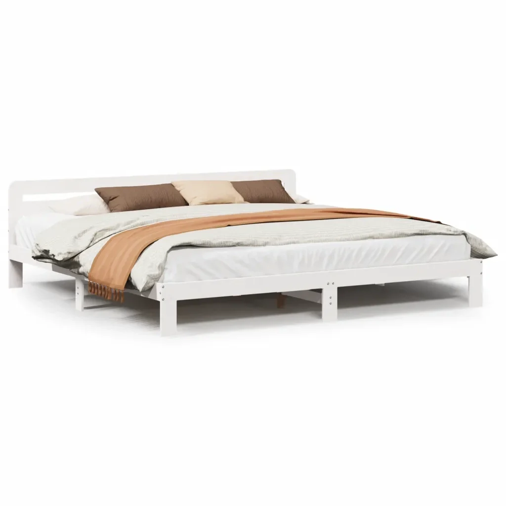 Letto matrimoniale | Letto per adulti | Giroletto senza Materasso Bianco 200x200 cm Legno Massello Pino