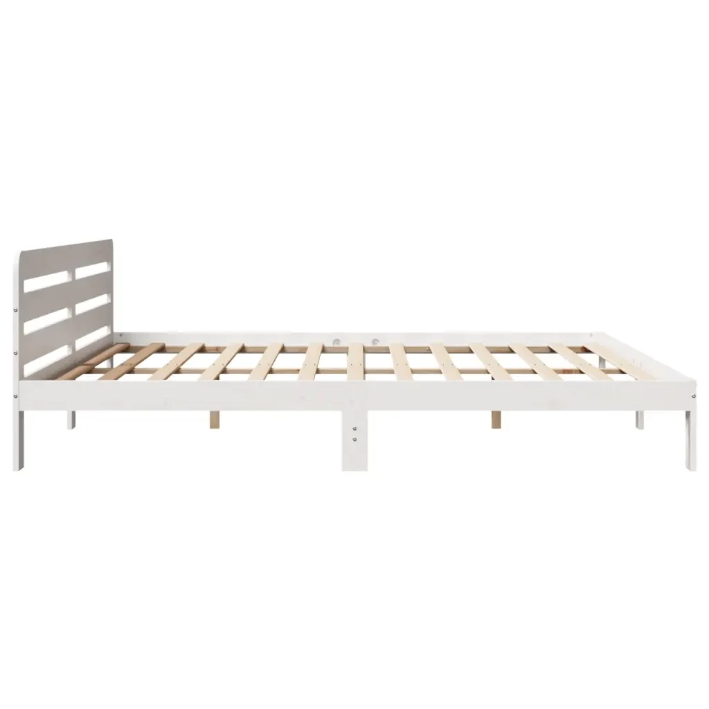 Letto matrimoniale | Letto per adulti | Giroletto senza Materasso Bianco 200x200 cm Legno Massello Pino - Image 5