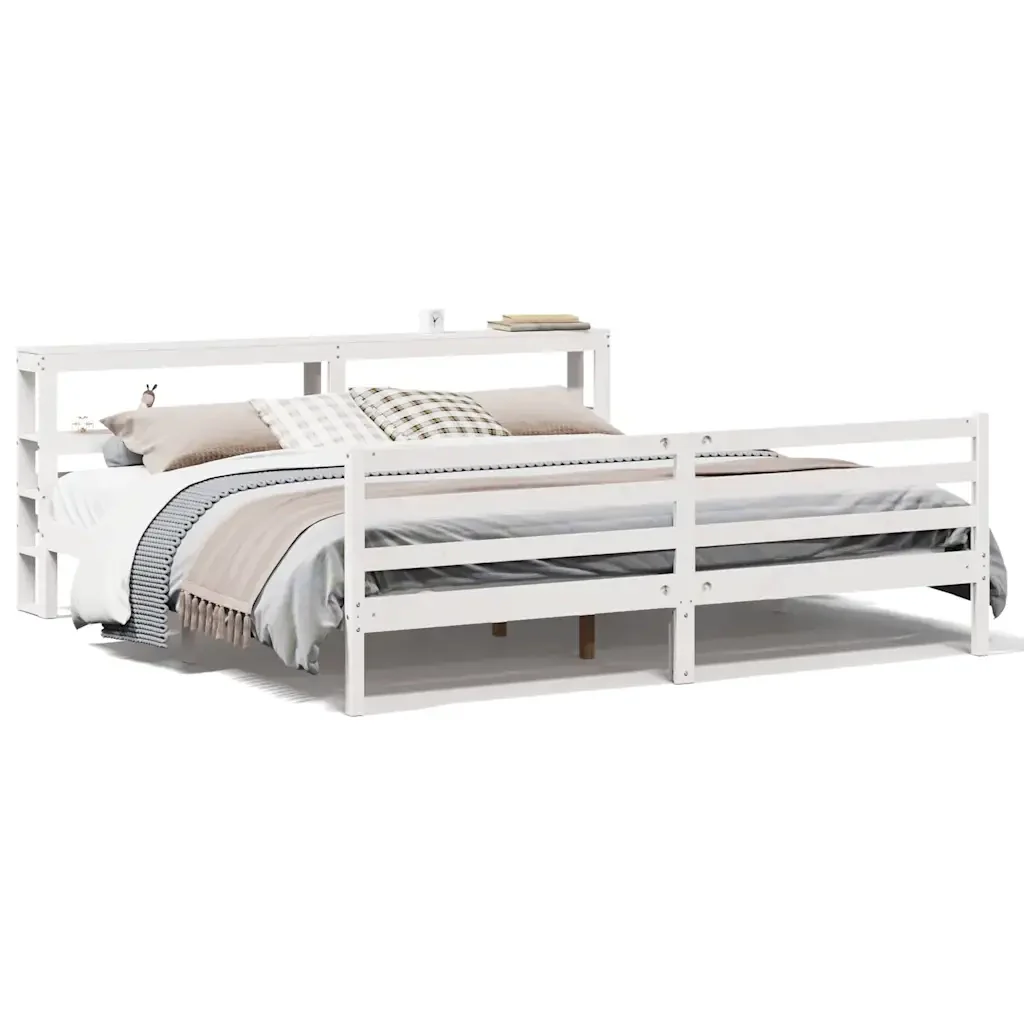 Letto matrimoniale | Letto per adulti | Giroletto senza Materasso Bianco 200x200 cm Legno Massello Pino