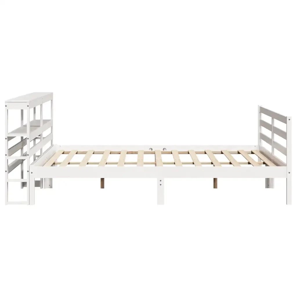 Letto matrimoniale | Letto per adulti | Giroletto senza Materasso Bianco 200x200 cm Legno Massello Pino - Image 5