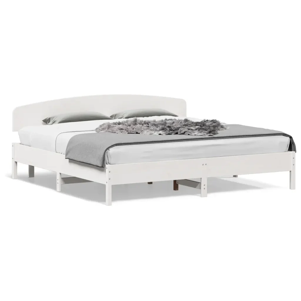 Letto matrimoniale | Letto per adulti | Giroletto senza Materasso Bianco 200x200 cm Legno Massello Pino