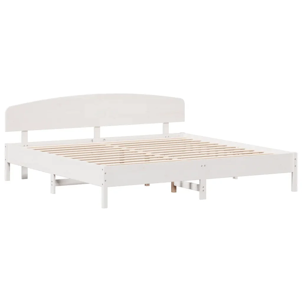 Letto matrimoniale | Letto per adulti | Giroletto senza Materasso Bianco 200x200 cm Legno Massello Pino - Image 3