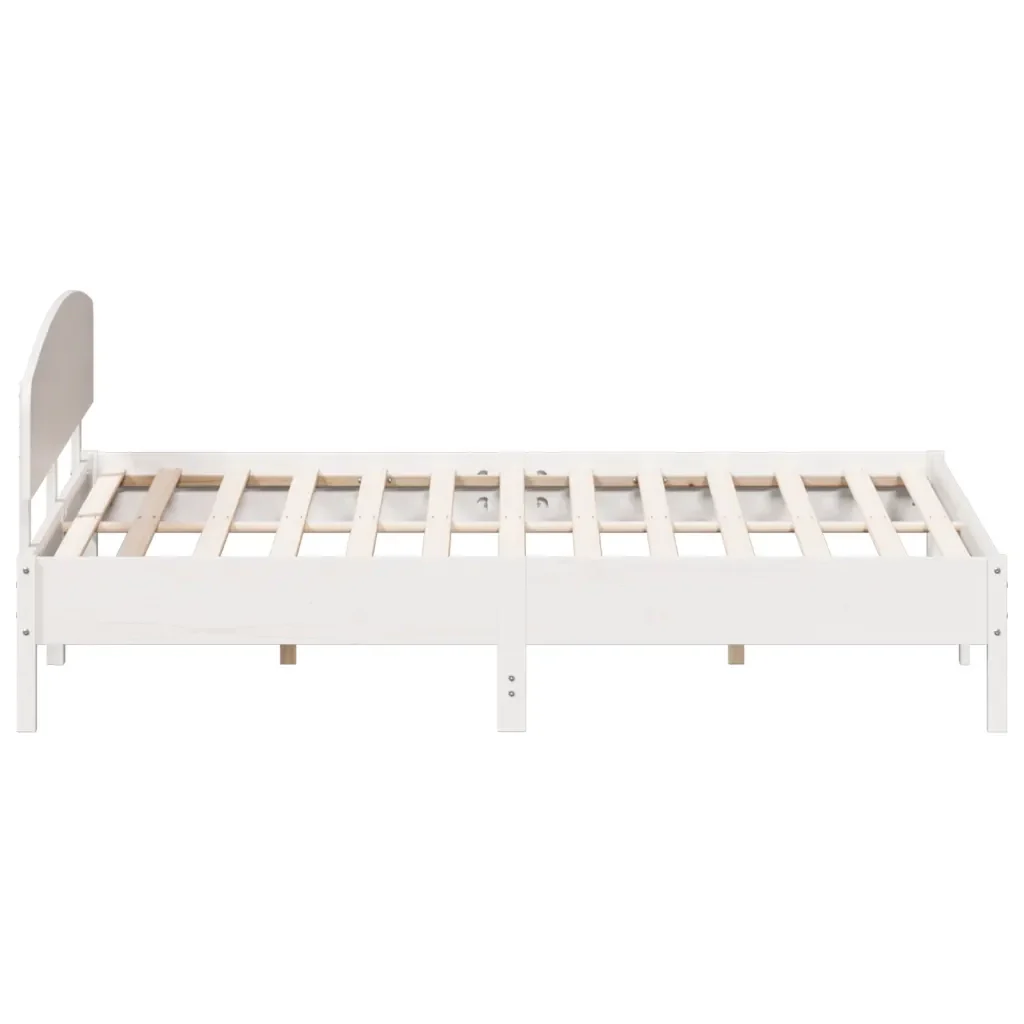 Letto matrimoniale | Letto per adulti | Giroletto senza Materasso Bianco 200x200 cm Legno Massello Pino - Image 5
