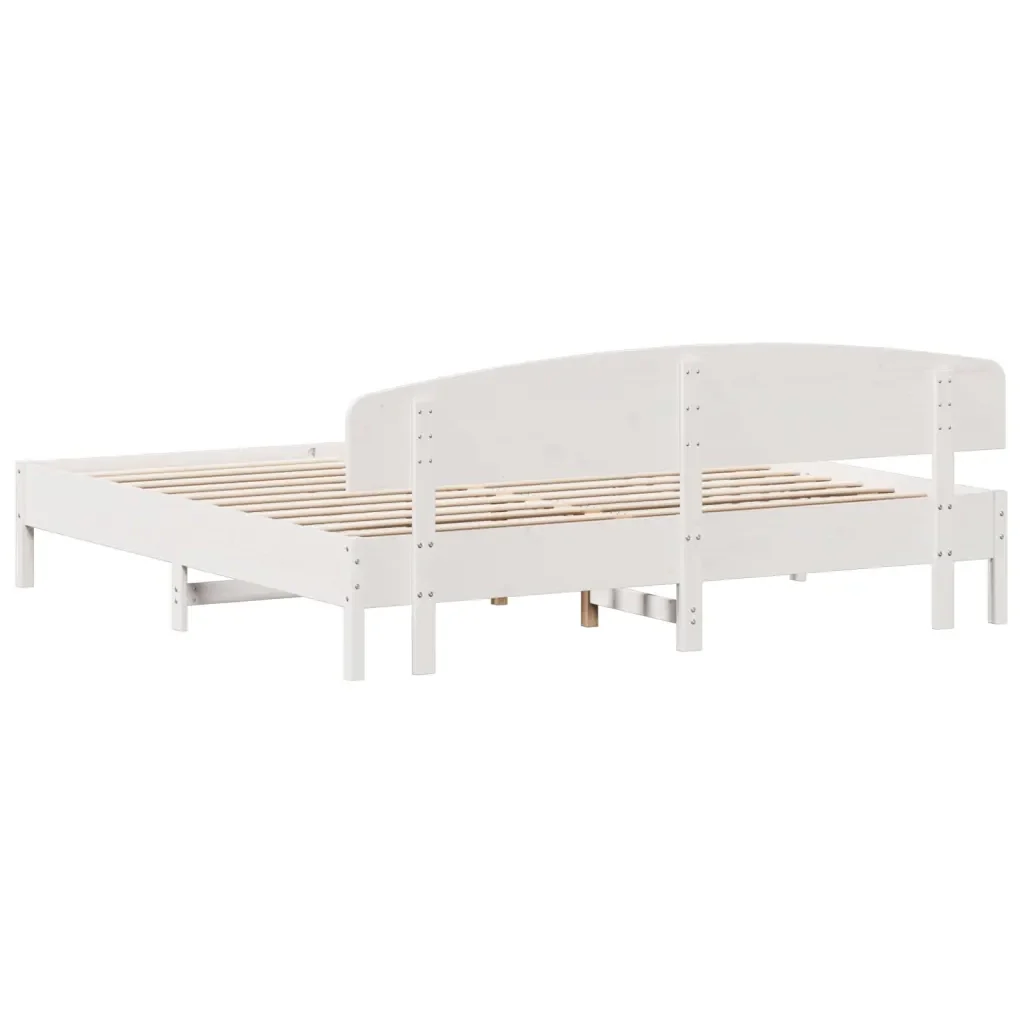 Letto matrimoniale | Letto per adulti | Giroletto senza Materasso Bianco 200x200 cm Legno Massello Pino - Image 6