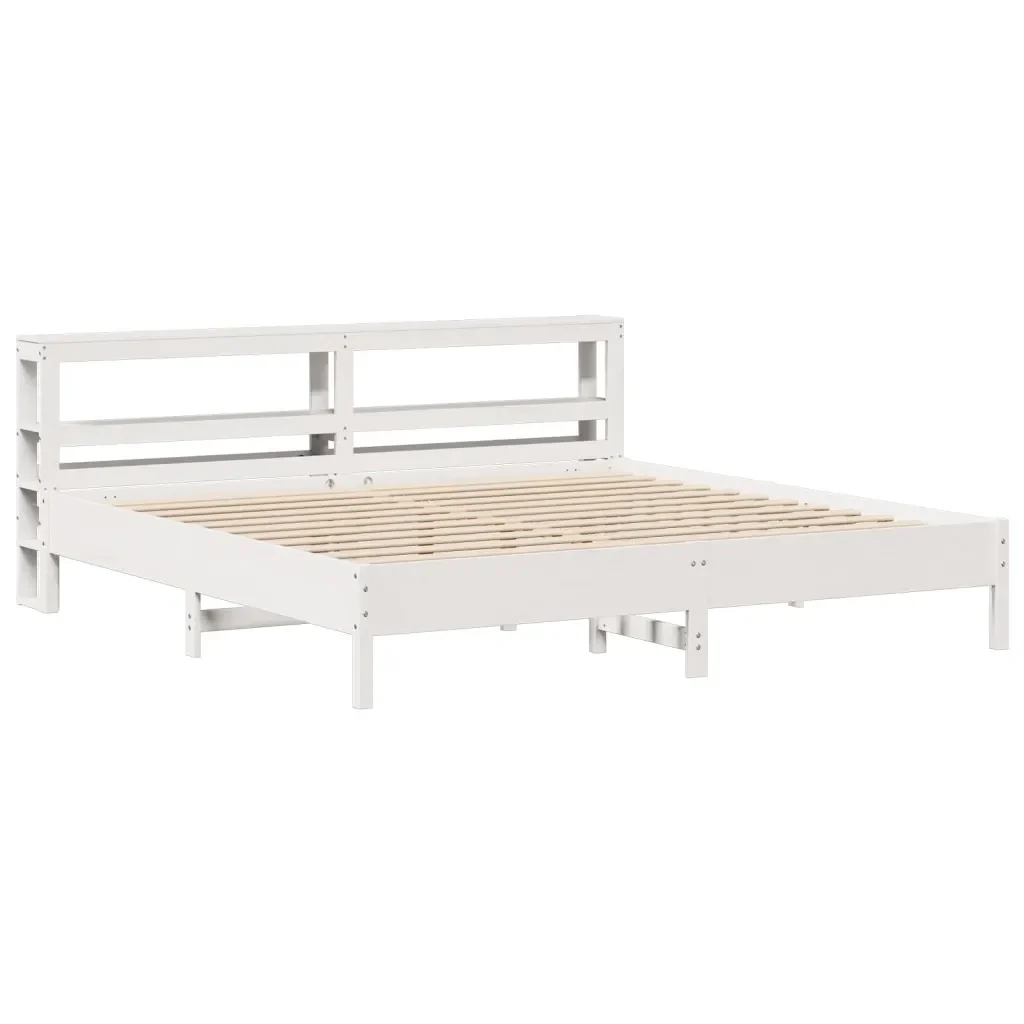 Letto matrimoniale | Letto per adulti | Giroletto senza Materasso Bianco 200x200 cm Legno Massello Pino - Image 4