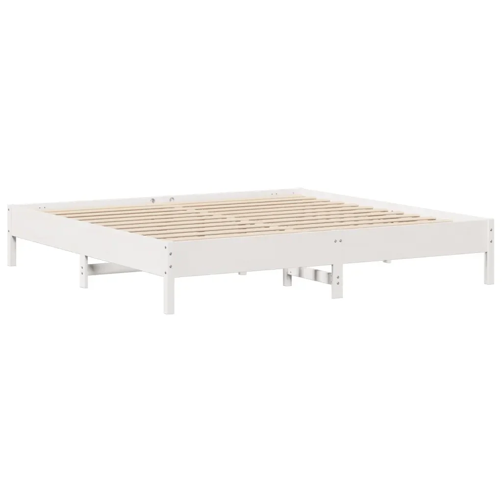 Letto matrimoniale | Letto per adulti | Giroletto senza Materasso Bianco 200x200 cm Legno Massello Pino - Image 7