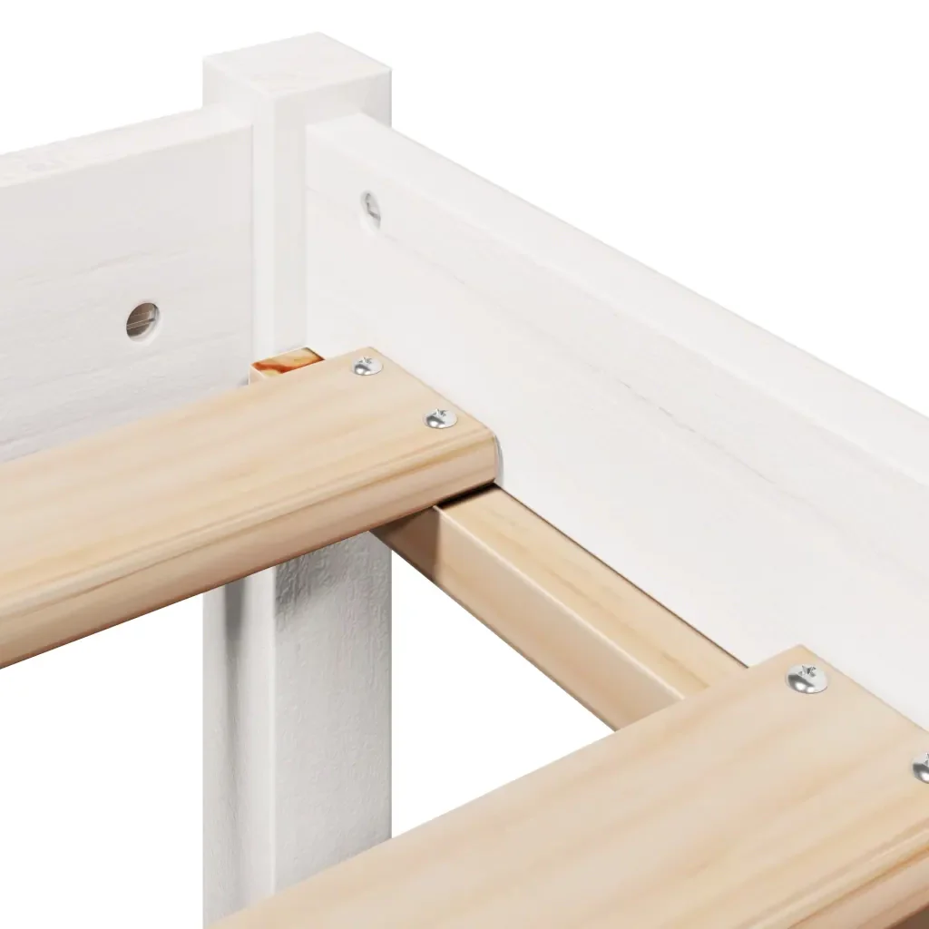 Letto matrimoniale | Letto per adulti | Giroletto senza Materasso Bianco 200x200 cm Legno Massello Pino - Image 9