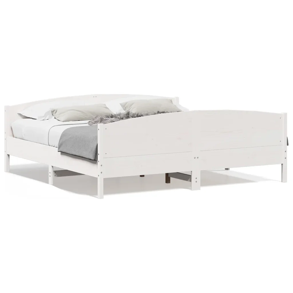 Letto matrimoniale | Letto per adulti | Giroletto senza Materasso Bianco 200x200 cm Legno Massello Pino