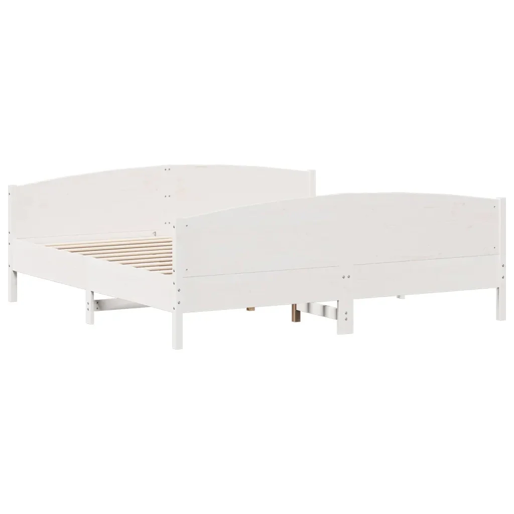 Letto matrimoniale | Letto per adulti | Giroletto senza Materasso Bianco 200x200 cm Legno Massello Pino - Image 3