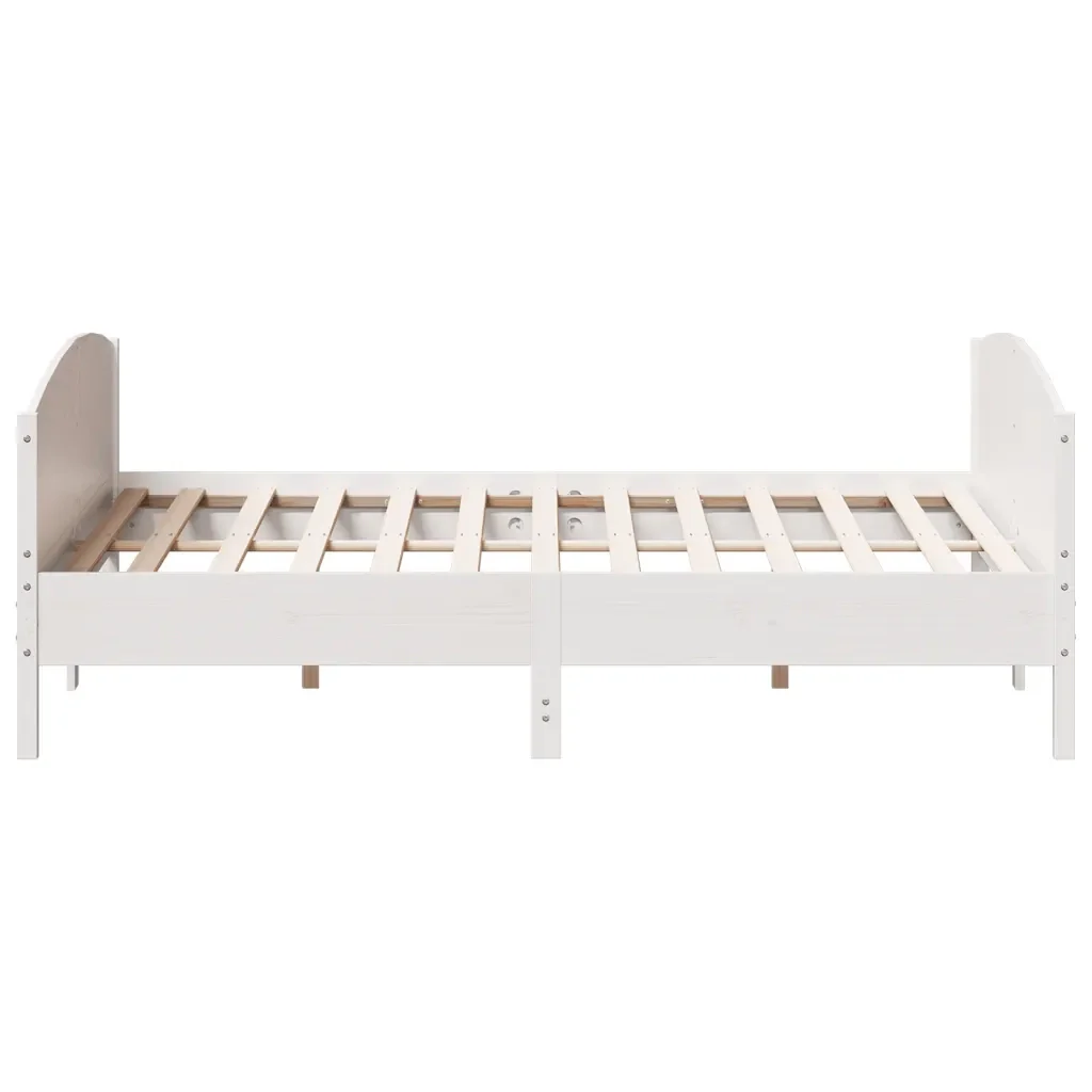 Letto matrimoniale | Letto per adulti | Giroletto senza Materasso Bianco 200x200 cm Legno Massello Pino - Image 5