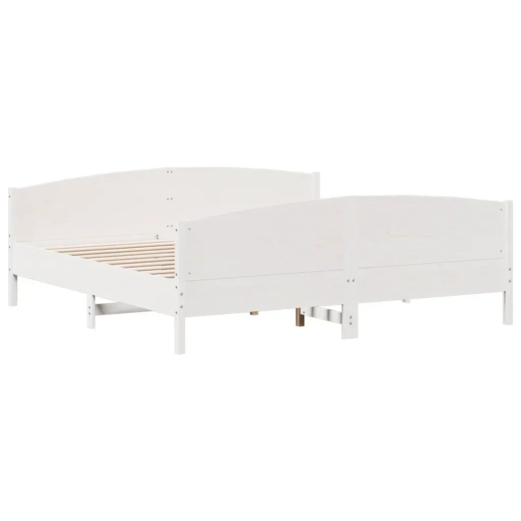 Letto matrimoniale | Letto per adulti | Giroletto senza Materasso Bianco 200x200 cm Legno Massello Pino - Image 6