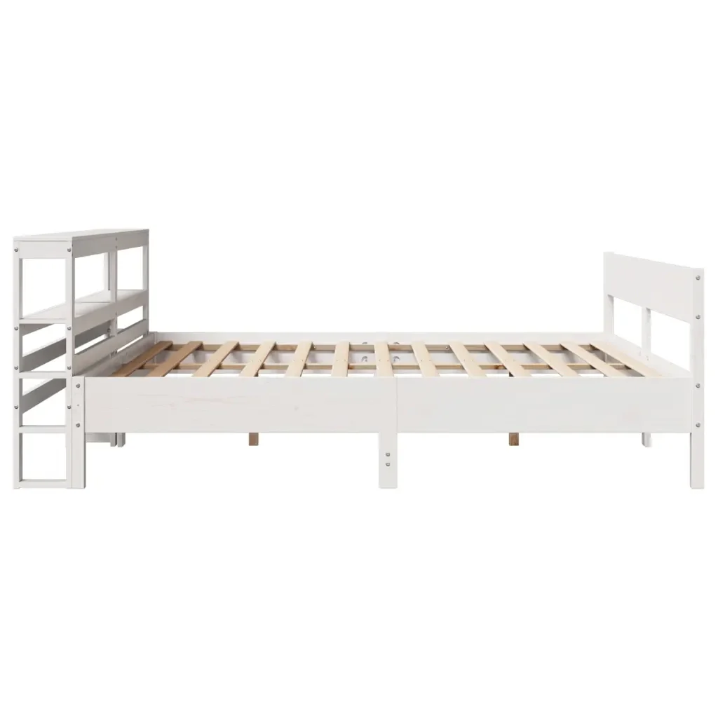 Letto matrimoniale | Letto per adulti | Giroletto senza Materasso Bianco 200x200 cm Legno Massello Pino - Image 5