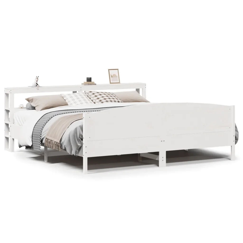 Letto matrimoniale | Letto per adulti | Giroletto senza Materasso Bianco 200x200 cm Legno Massello Pino