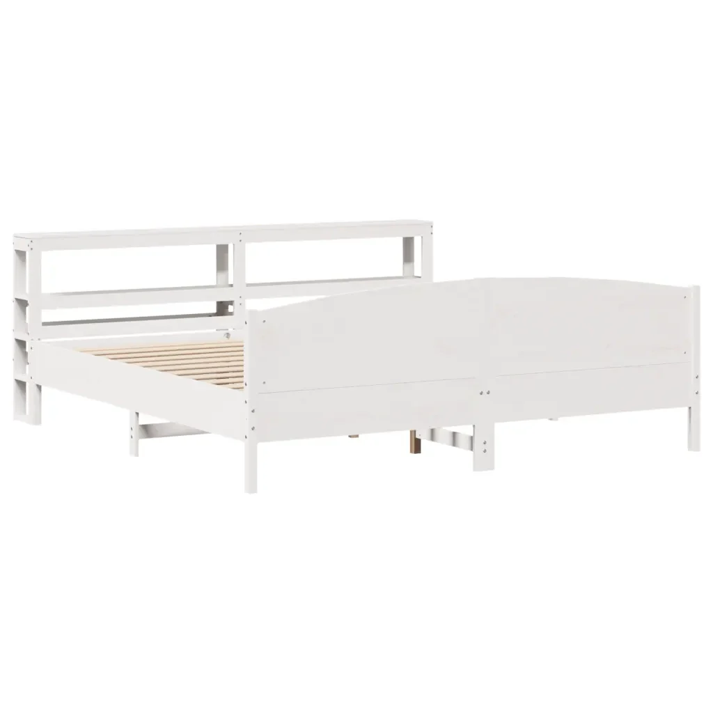 Letto matrimoniale | Letto per adulti | Giroletto senza Materasso Bianco 200x200 cm Legno Massello Pino - Image 3