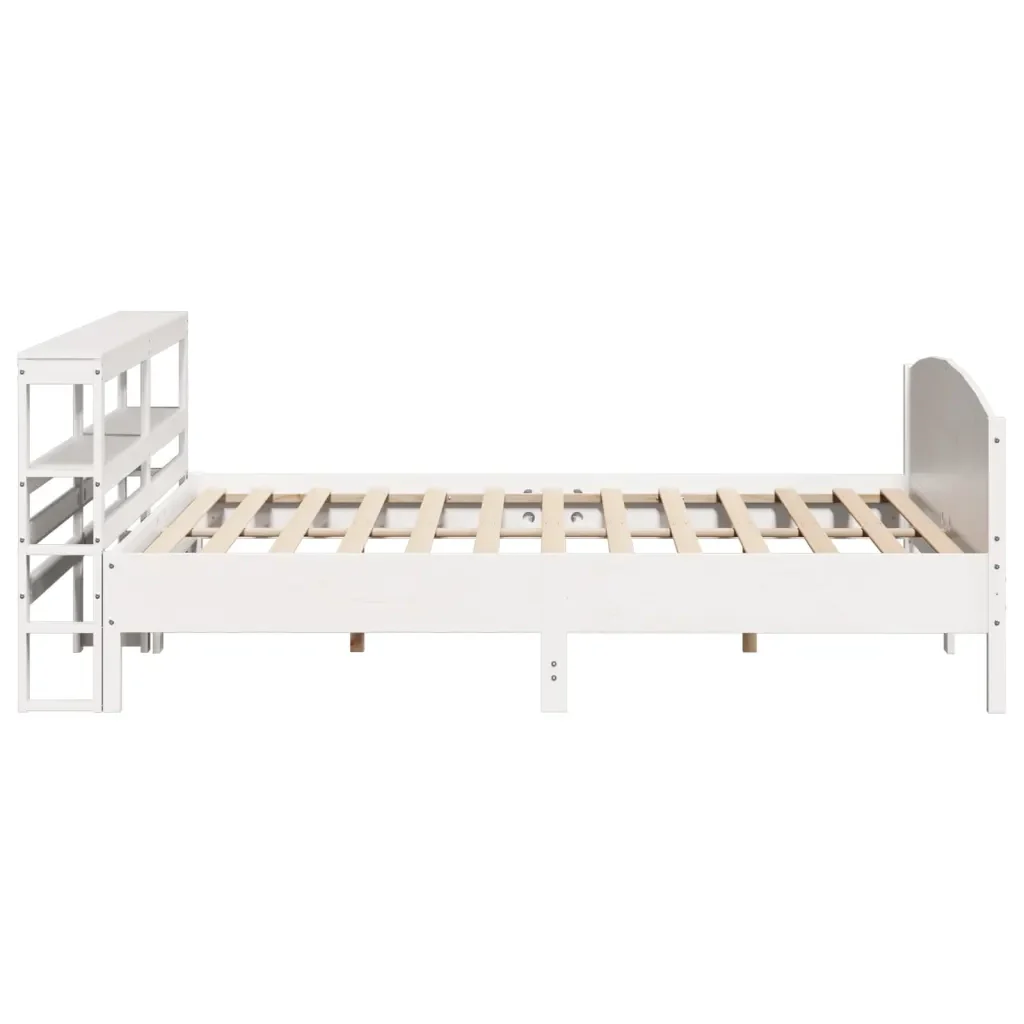 Letto matrimoniale | Letto per adulti | Giroletto senza Materasso Bianco 200x200 cm Legno Massello Pino - Image 5